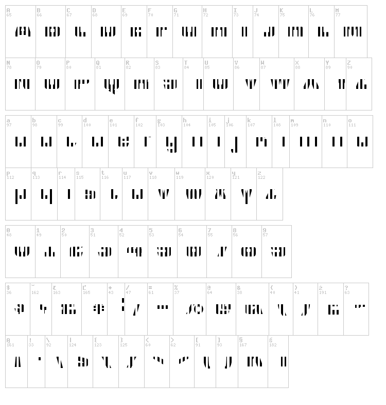 CFB1 American Patriot font map